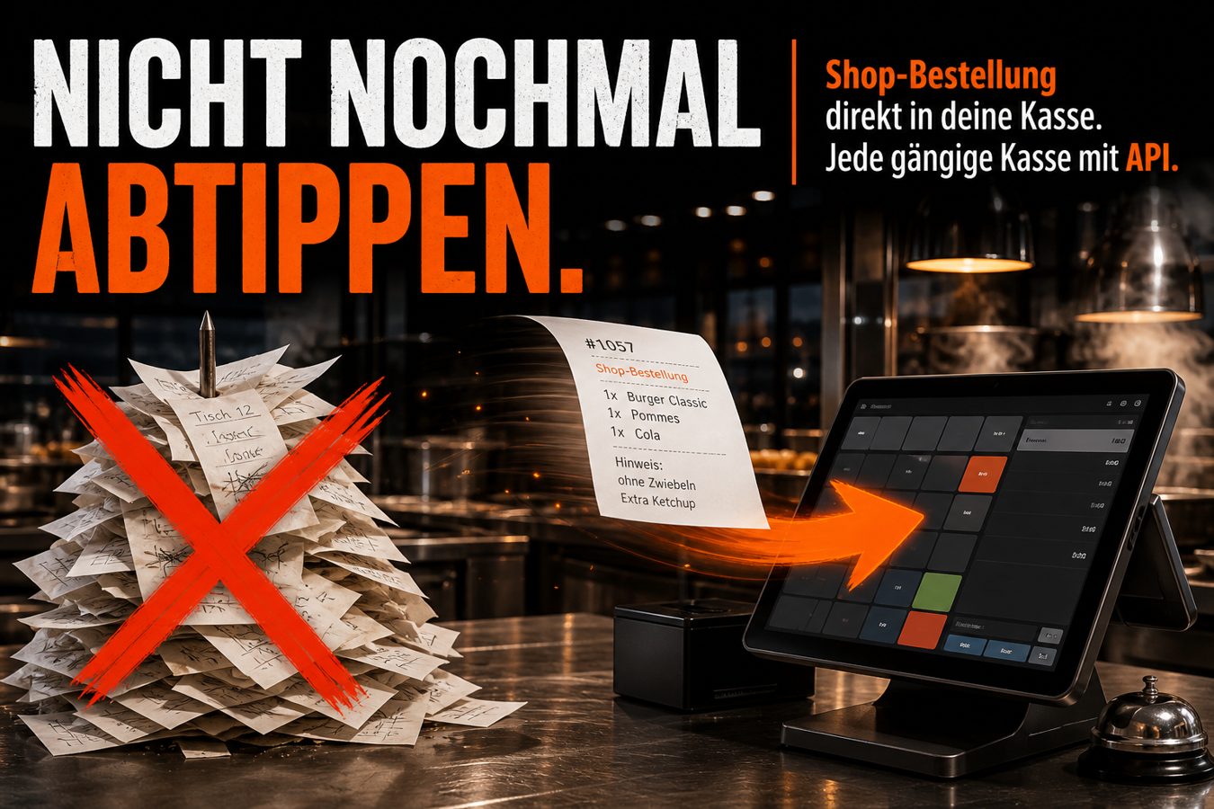 Shop-Bestellung direkt in deine Kasse, nicht nochmal abtippen