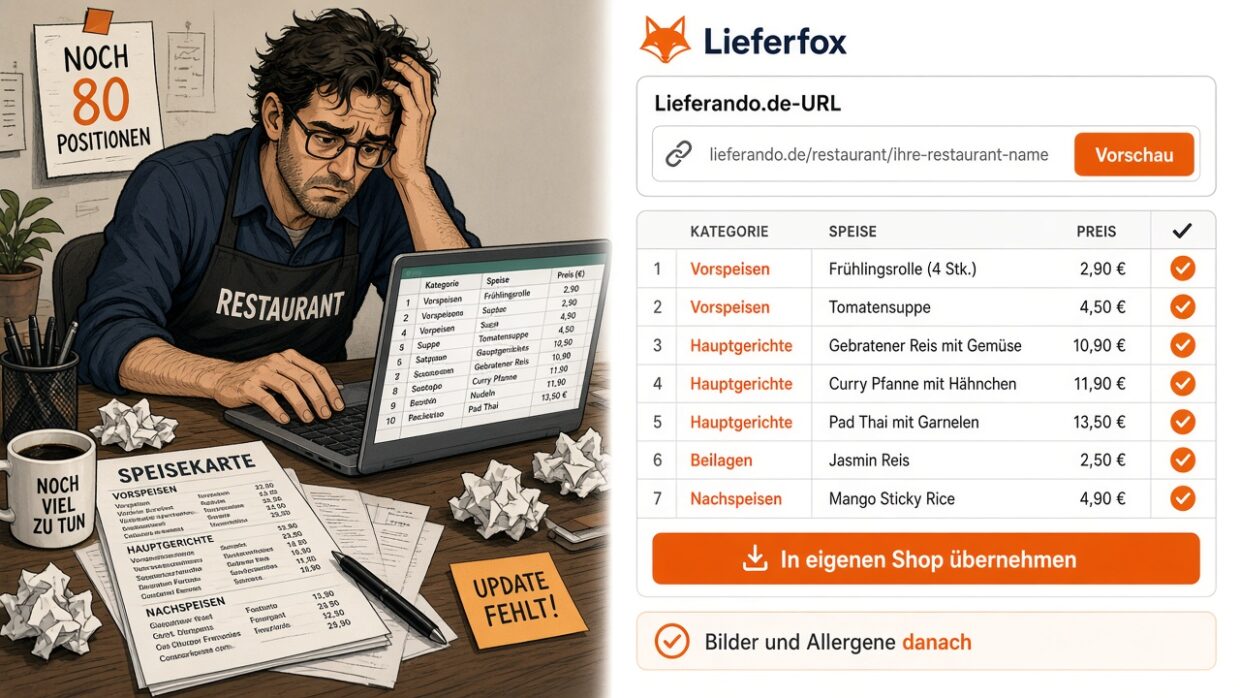 Lieferando Speisekarte importieren statt abtippen